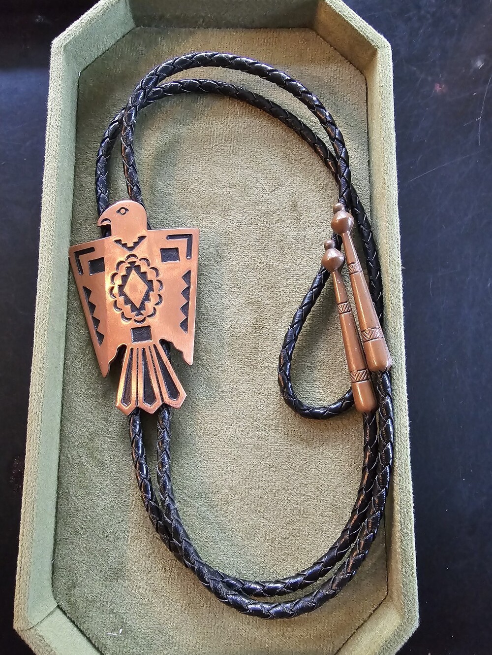 Solid Copper Thunderbird Bolo Tie Pendant Bell Trading Post 1960s Vintage